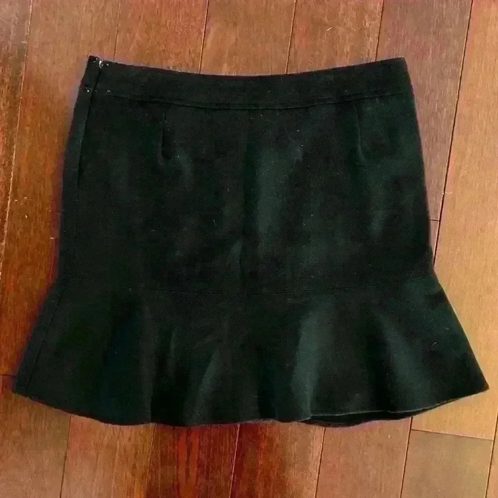 Gap Women’s Ruffle Wool Lined Mini Skirt Black Side Zip Size 12 - Picture 5 of 7
